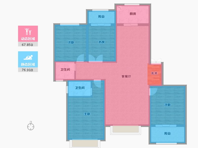 山西省-临汾市-功臣御苑-130.53-户型库-动静分区