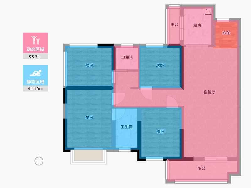 广西壮族自治区-钦州市-云星・钱隆天下-88.51-户型库-动静分区