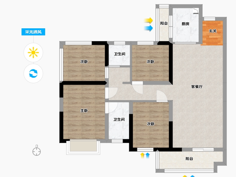 广西壮族自治区-钦州市-云星・钱隆天下-88.51-户型库-采光通风