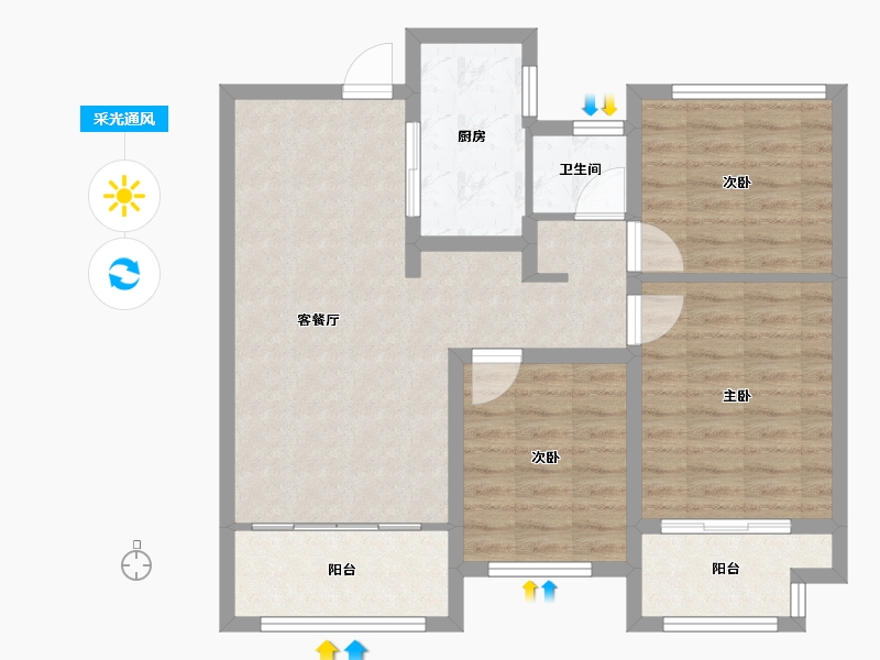 安徽省-滁州市-高速公园壹号-79.39-户型库-采光通风