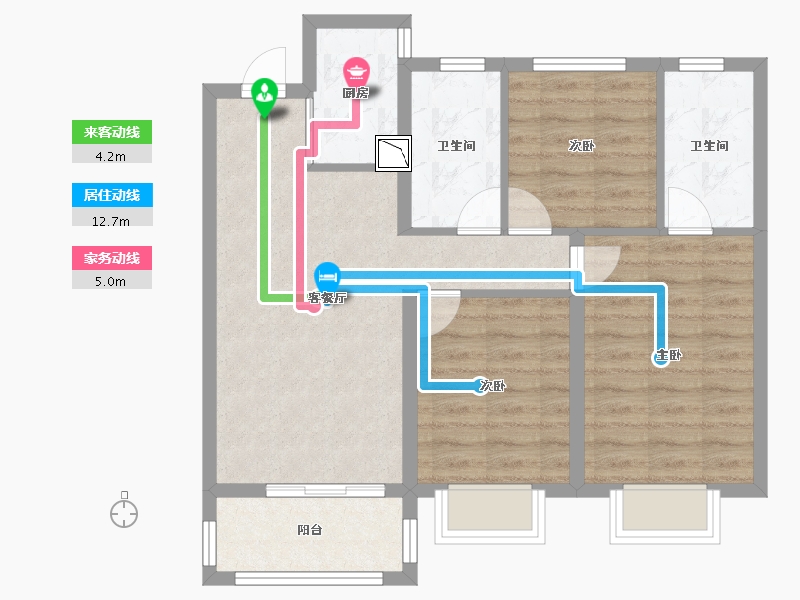 湖北省-武汉市-金地保利褐石公馆-72.87-户型库-动静线