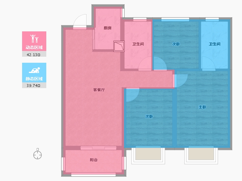 湖北省-武汉市-金地保利褐石公馆-72.87-户型库-动静分区