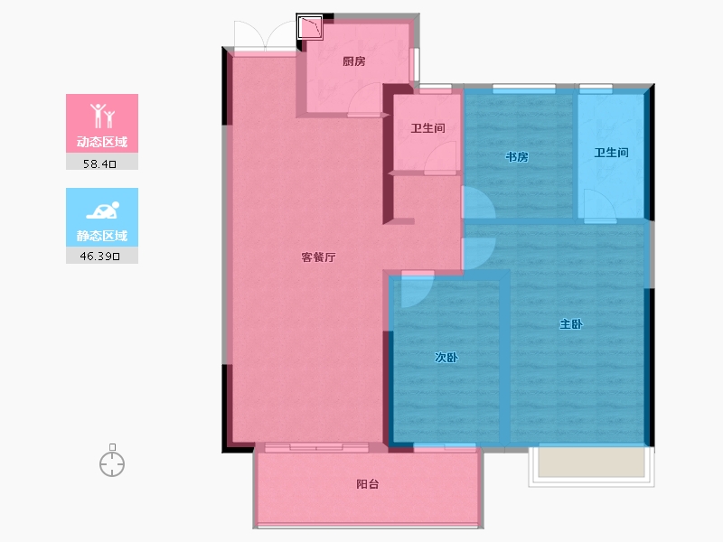 湖南省-长沙市-五矿万境蓝山-94.84-户型库-动静分区