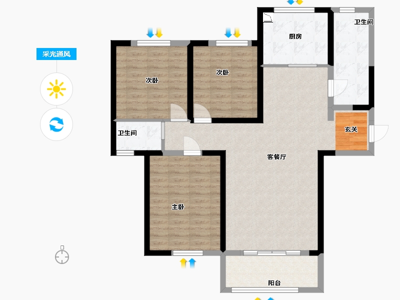 青海省-西宁市-昆御府-100.76-户型库-采光通风