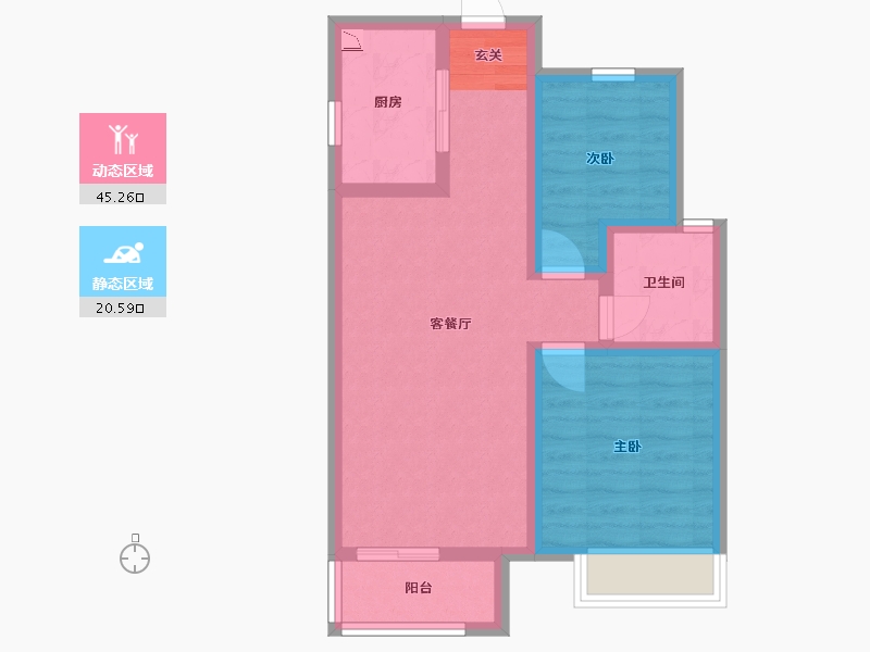 浙江省-舟山市-都会之光小区-57.60-户型库-动静分区