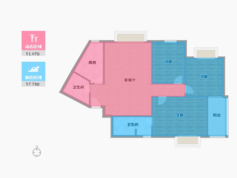 陕西省-西安市-金桥太阳岛-100.00-户型库-动静分区