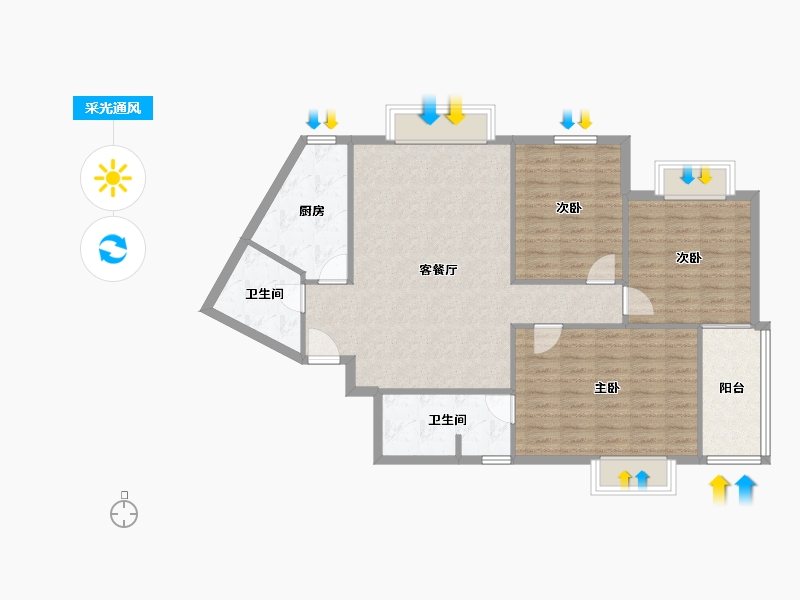 陕西省-西安市-金桥太阳岛-100.00-户型库-采光通风