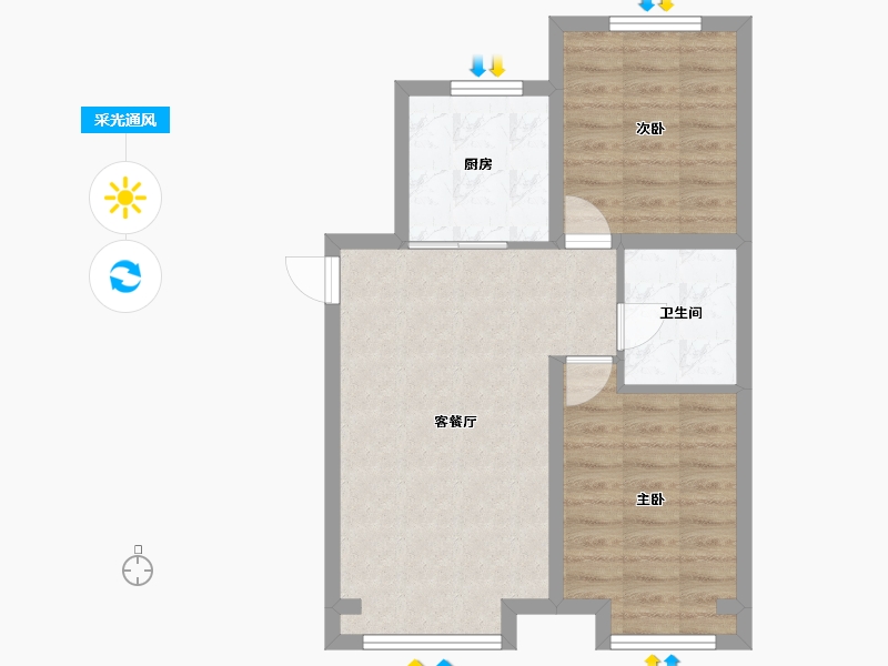 新疆维吾尔自治区-乌鲁木齐市-汇臻城.臻园-58.36-户型库-采光通风