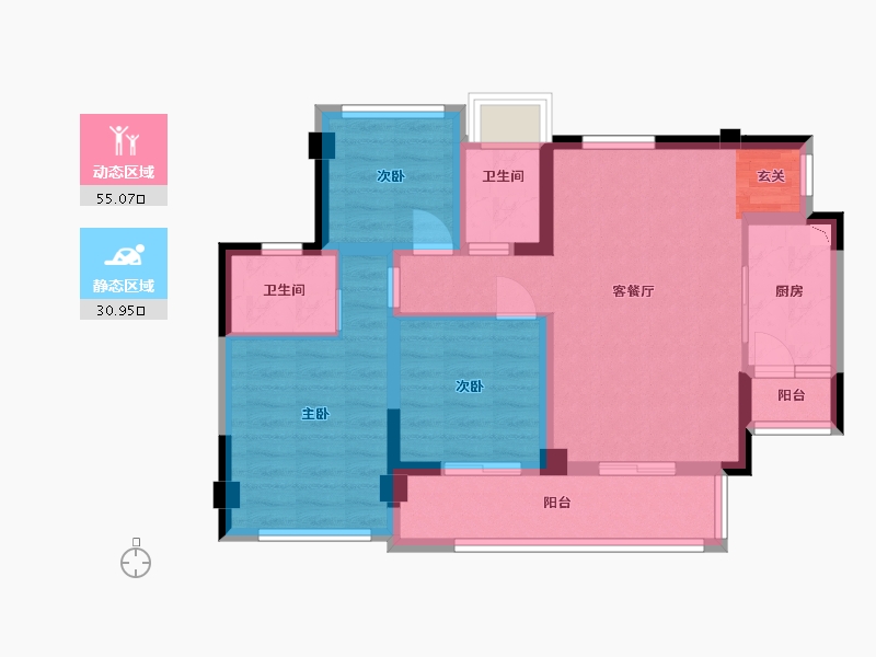 四川省-巴中市-平昌一品・凤凰城-75.24-户型库-动静分区