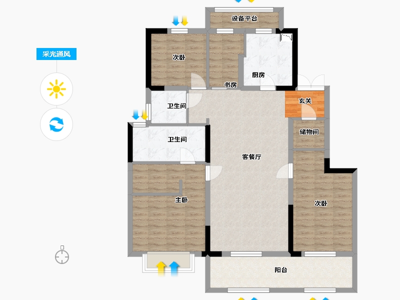 江苏省-常州市-新城・璞樾春秋-117.41-户型库-采光通风