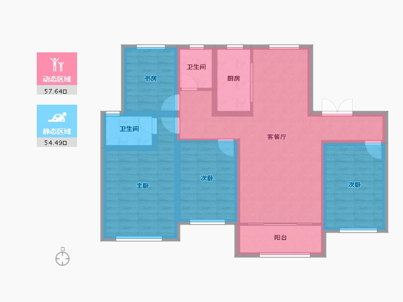 甘肃省-兰州市-爱琴海城市花园-99.58-户型库-动静分区