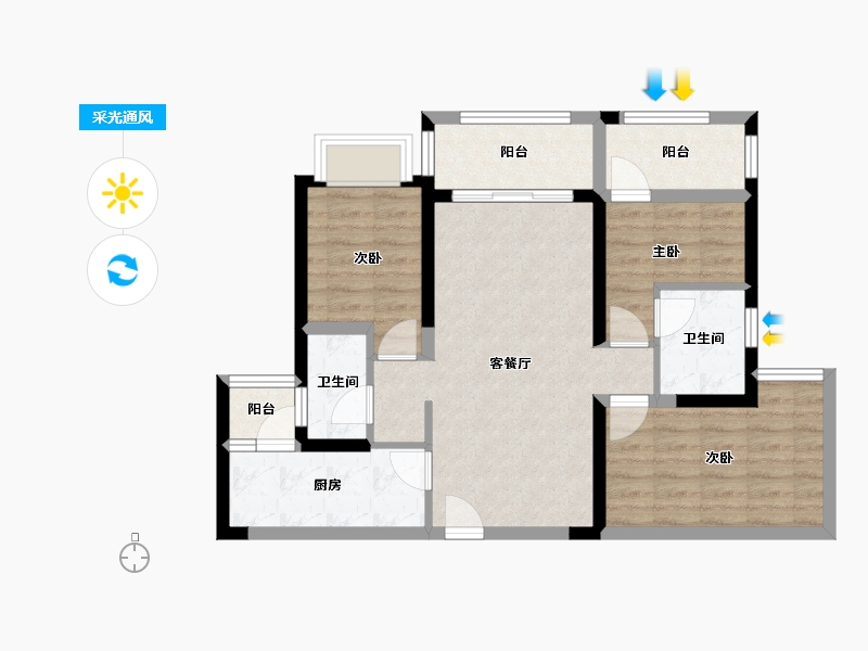 四川省-成都市-新景璟誉府-74.26-户型库-采光通风