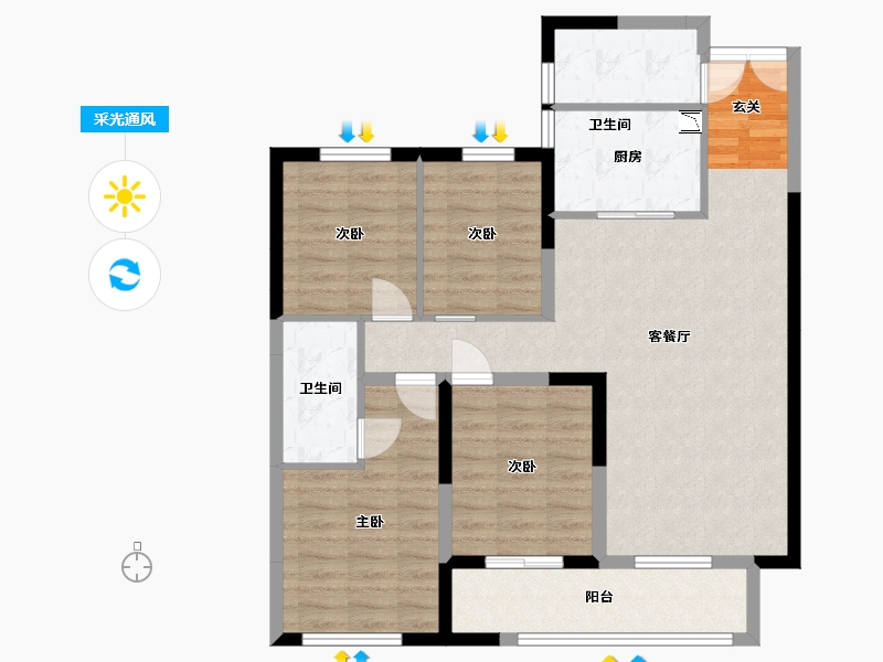 湖南省-长沙市-先导恒伟星雅韵-94.60-户型库-采光通风