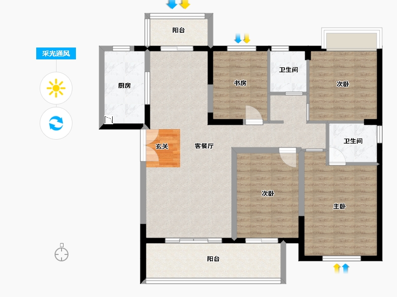 湖南省-长沙市-先导恒伟星雅韵-110.22-户型库-采光通风