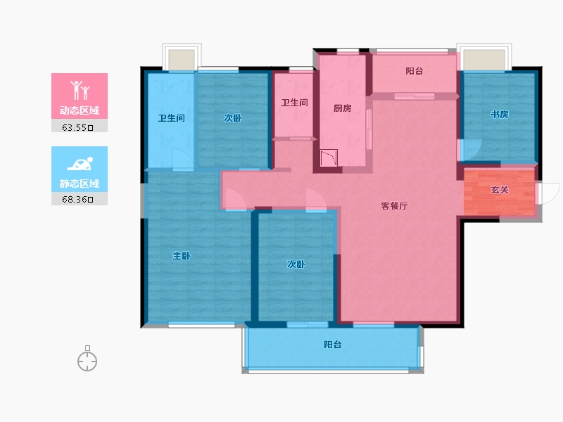 湖南省-长沙市-时代梅溪领峰-116.89-户型库-动静分区