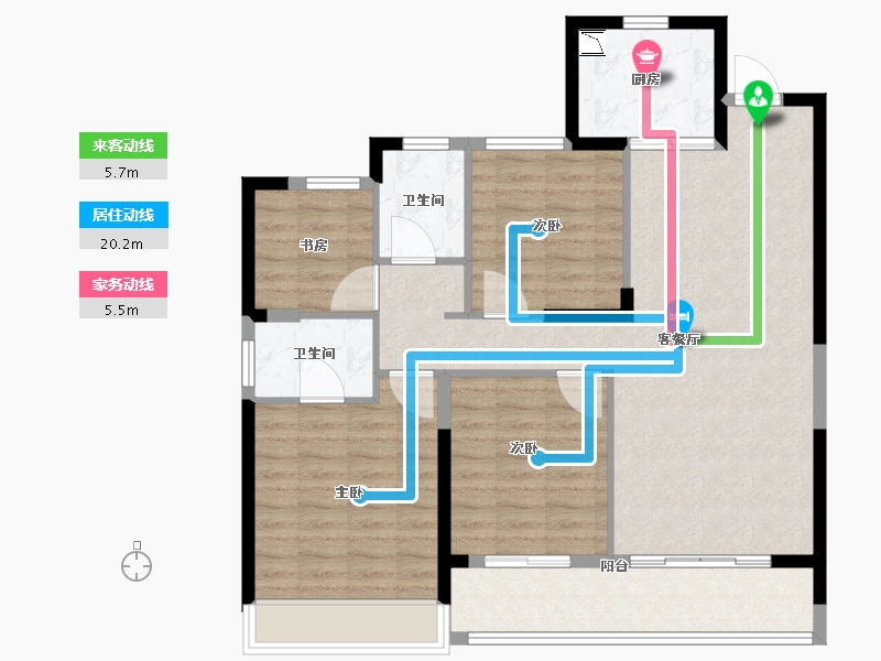 浙江省-温州市-保利天悦-102.40-户型库-动静线