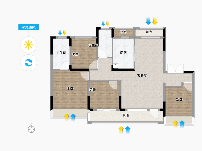 浙江省-温州市-保利天悦-117.61-户型库-采光通风