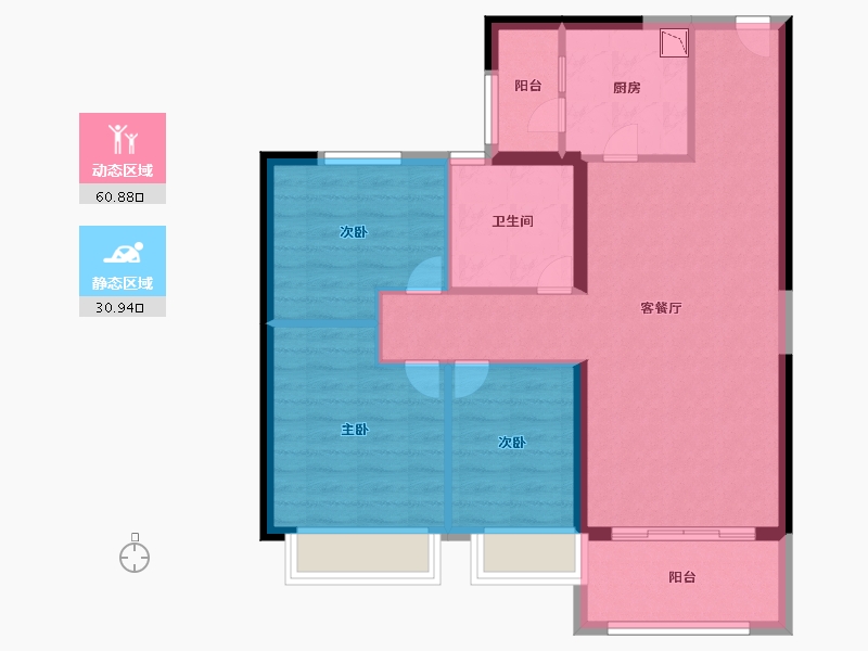 辽宁省-葫芦岛市-龙港恒大逸合城-82.40-户型库-动静分区