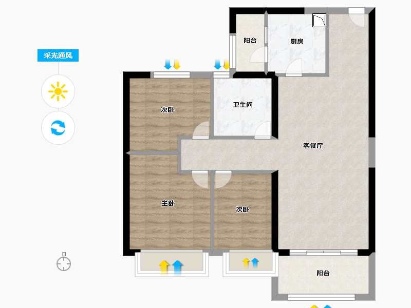 辽宁省-葫芦岛市-龙港恒大逸合城-82.40-户型库-采光通风