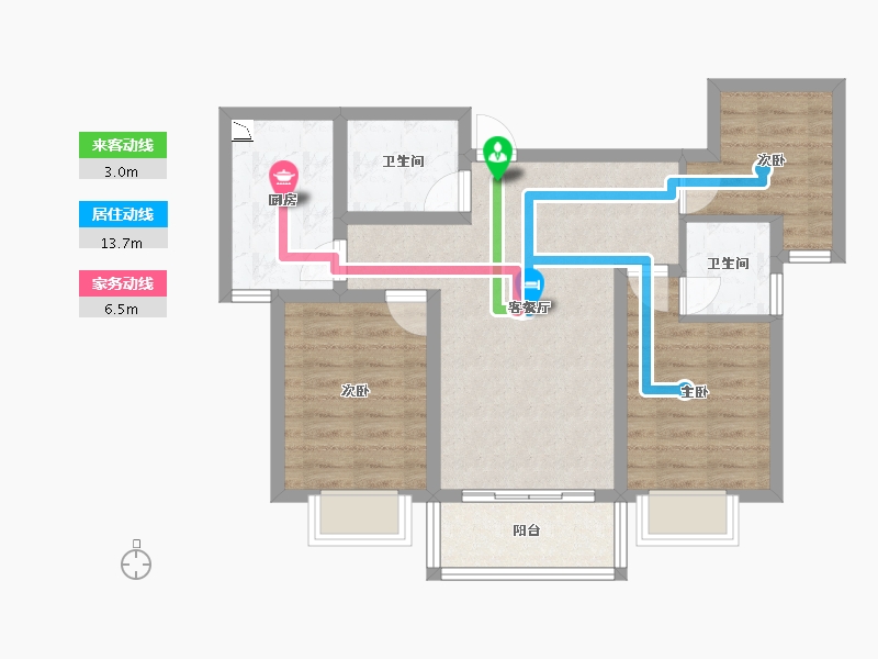 山西省-长治市-金城名邸-70.41-户型库-动静线