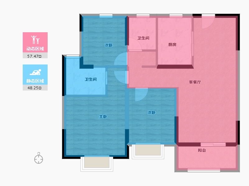 江苏省-镇江市-东方骏庭-95.00-户型库-动静分区