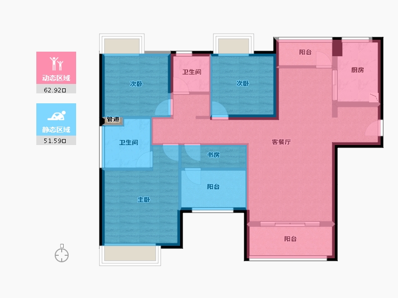 福建省-厦门市-马銮湾1号-102.40-户型库-动静分区