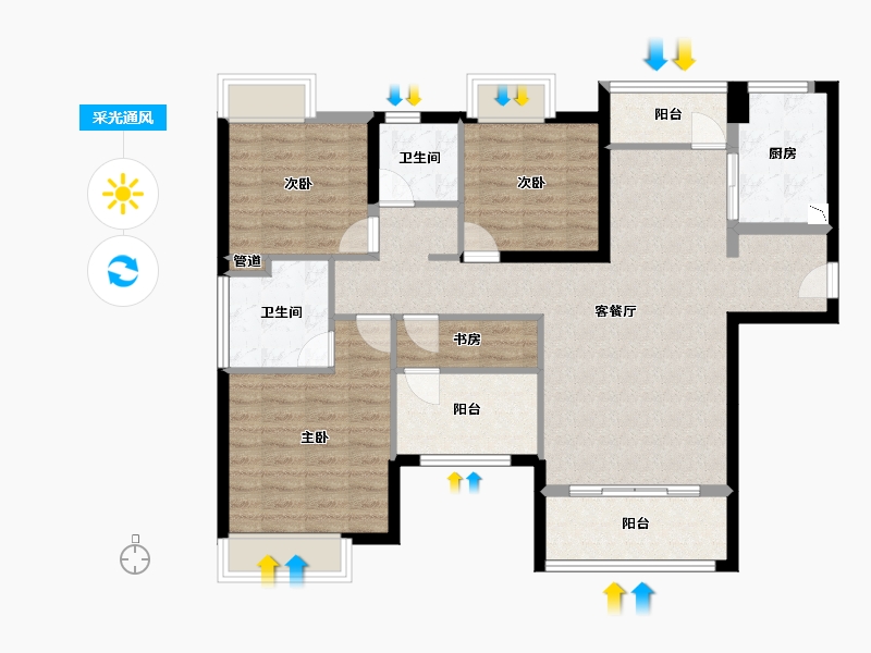 福建省-厦门市-马銮湾1号-102.40-户型库-采光通风