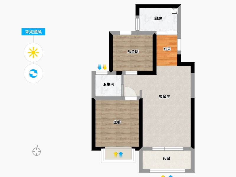 山东省-青岛市-世茂锦域-49.82-户型库-采光通风