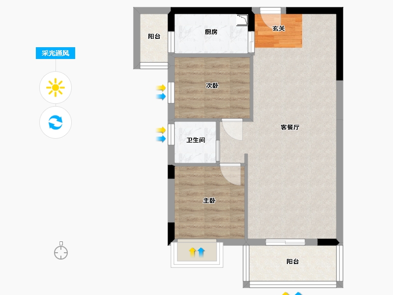 广西壮族自治区-南宁市-鑫邦华府-57.96-户型库-采光通风