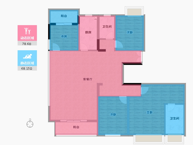 湖南省-长沙市-浏阳碧桂园云顶-132.55-户型库-动静分区