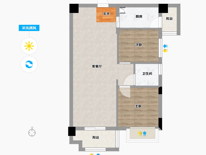 广西壮族自治区-南宁市-鑫邦华府-56.38-户型库-采光通风