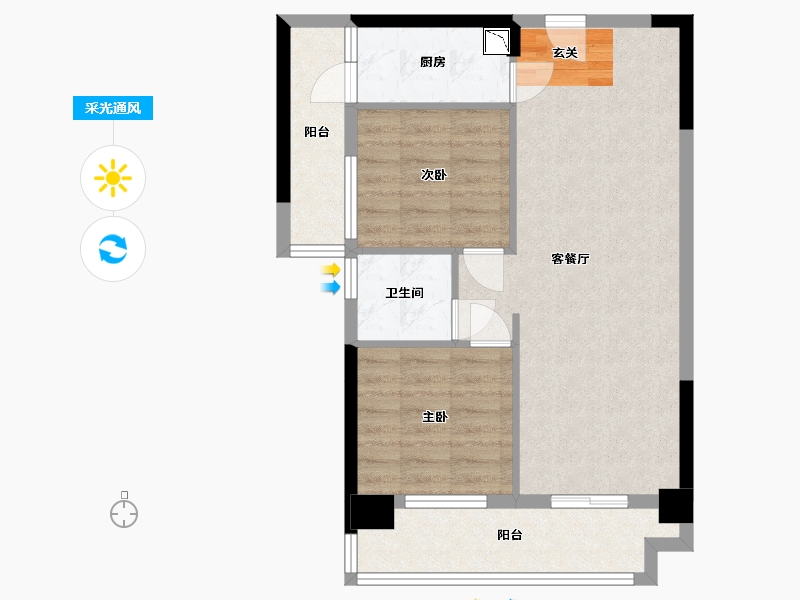 广西壮族自治区-南宁市-鑫邦华府-66.75-户型库-采光通风