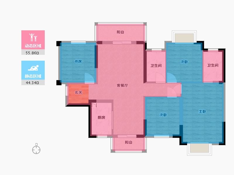 广西壮族自治区-南宁市-中梁国宾熙岸-88.55-户型库-动静分区