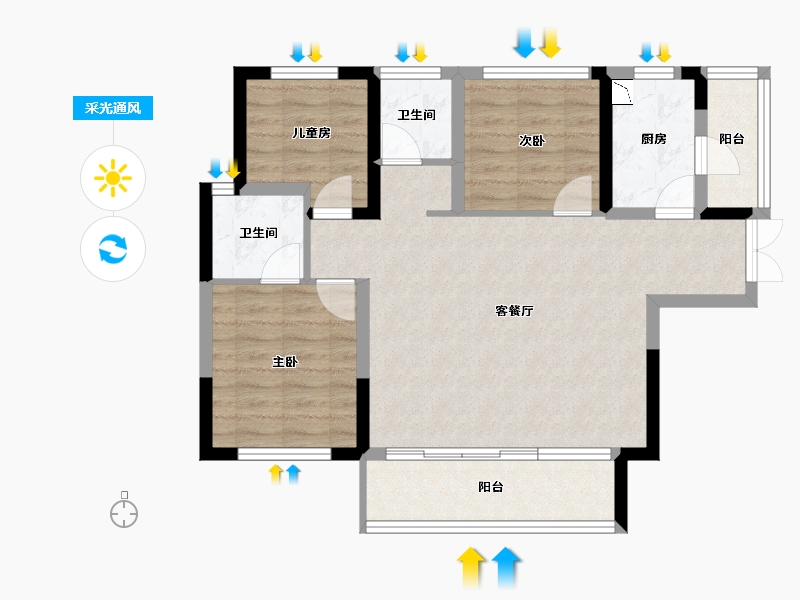 广西壮族自治区-桂林市-融创-76.65-户型库-采光通风