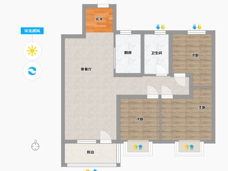 山东省-青岛市-海尔产城创衡山学府-74.40-户型库-采光通风