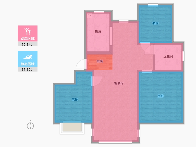 山东省-青岛市-鑫江・桂花园・汀香-76.00-户型库-动静分区