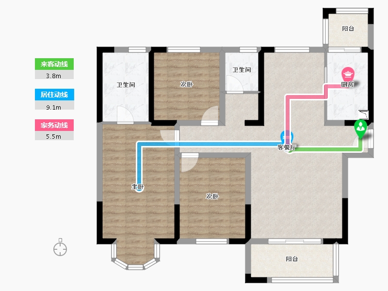 陕西省-榆林市-溪岸公园里-107.36-户型库-动静线