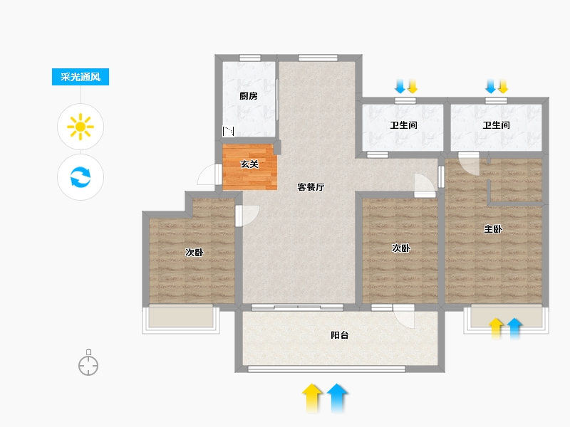 山东省-青岛市-海信君和-108.75-户型库-采光通风