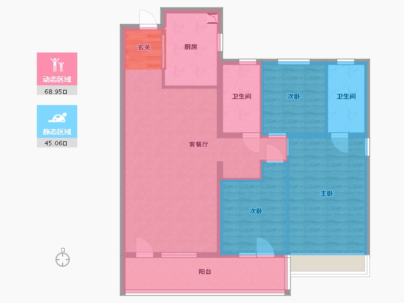 山东省-青岛市-灵山湾壹号-102.40-户型库-动静分区