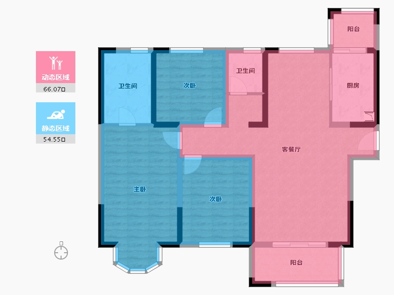 陕西省-榆林市-溪岸公园里-107.36-户型库-动静分区