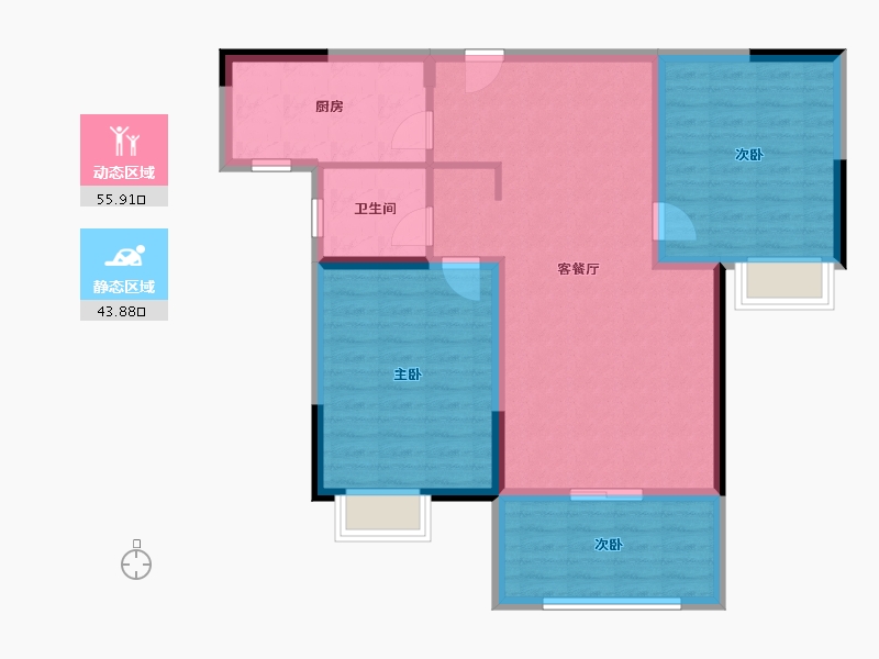 江苏省-南京市-荣盛鹭岛荣府-89.92-户型库-动静分区