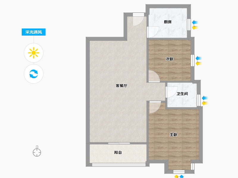 湖北省-武汉市-南湖名都B区-67.45-户型库-采光通风