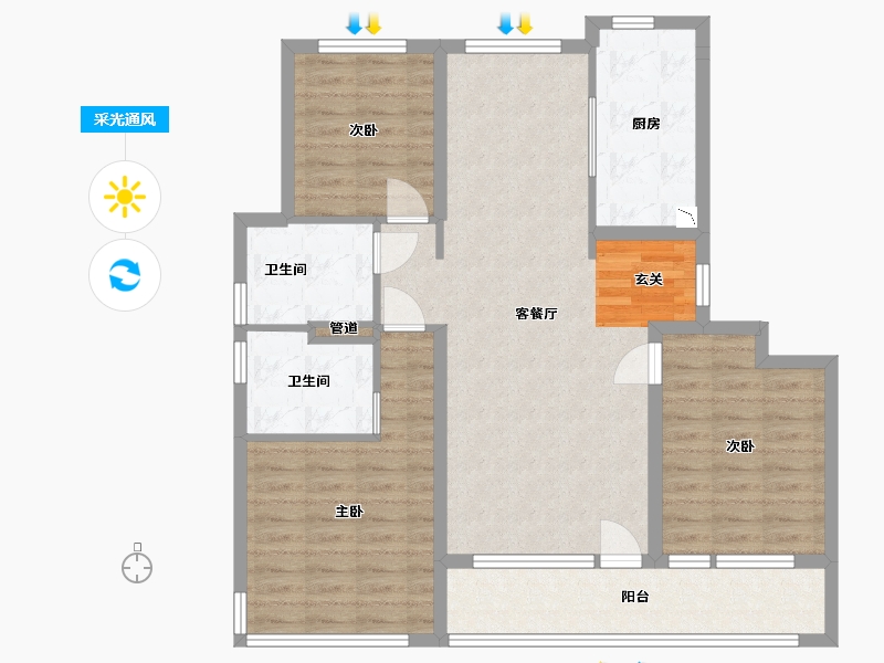 山东省-青岛市-融创・影都壹�-99.02-户型库-采光通风