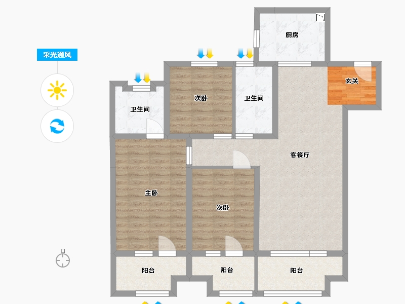 山东省-青岛市-融创中心-100.26-户型库-采光通风