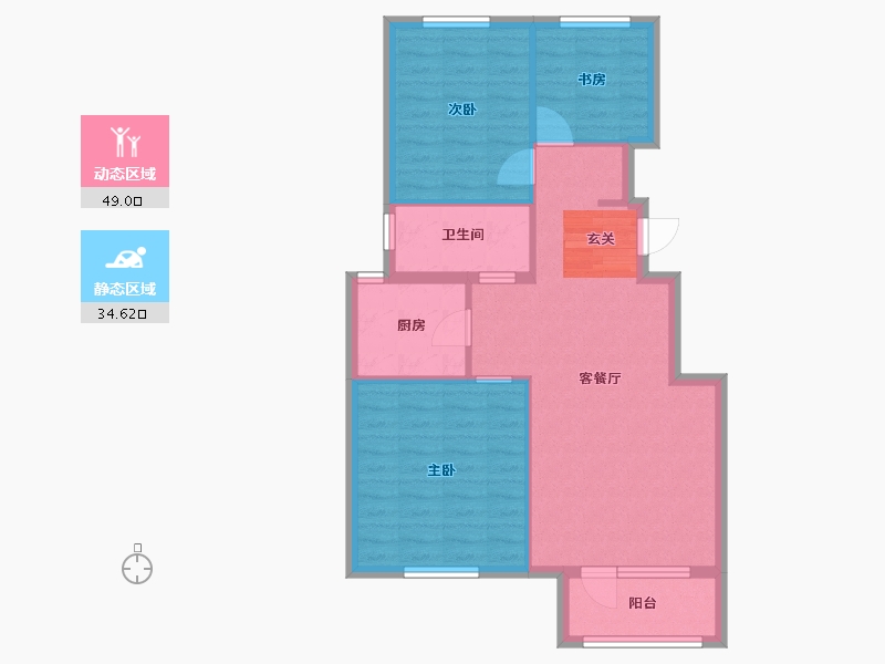 辽宁省-大连市-西府御棠-75.49-户型库-动静分区