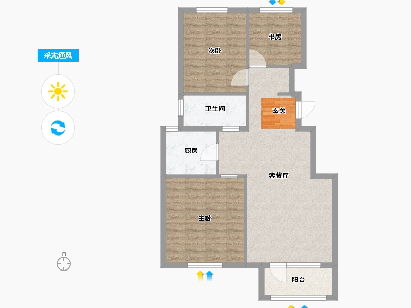 辽宁省-大连市-西府御棠-75.49-户型库-采光通风