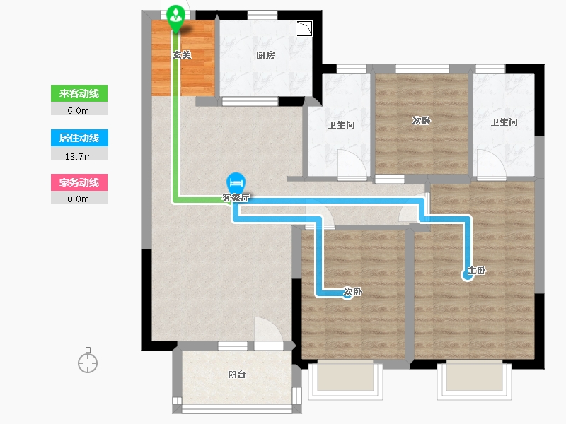 山东省-青岛市-龙湖亿联春江悦茗-84.00-户型库-动静线