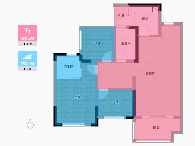 四川省-遂宁市-射洪金科・集美嘉悦-72.37-户型库-动静分区