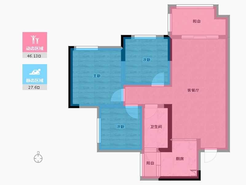 四川省-遂宁市-射洪金科・集美嘉悦-64.31-户型库-动静分区