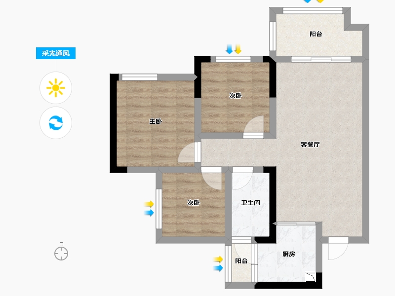 四川省-遂宁市-射洪金科・集美嘉悦-64.31-户型库-采光通风